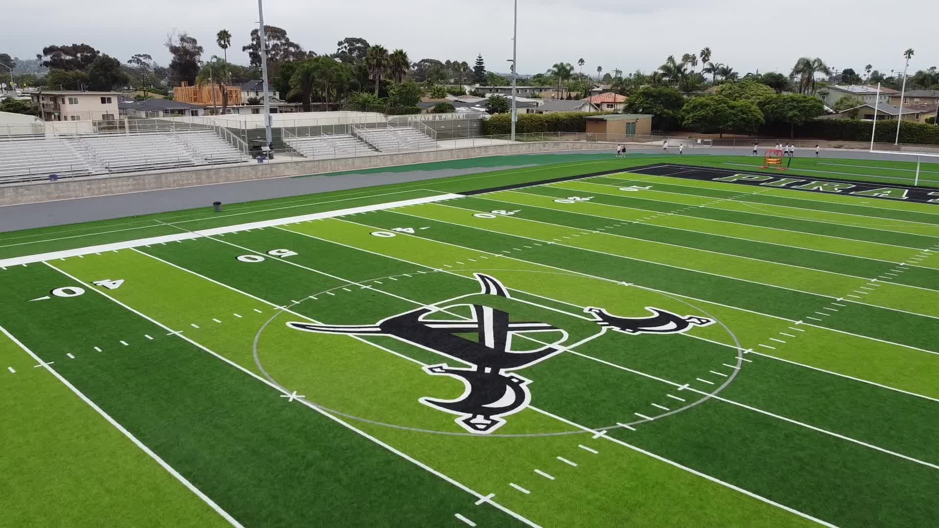 Oceanside Unified School District football field renovation seen from above